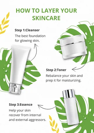 Skincare Step to Step Beauty Guidance Tips Infographics Cosmetics Product Advertising Poster