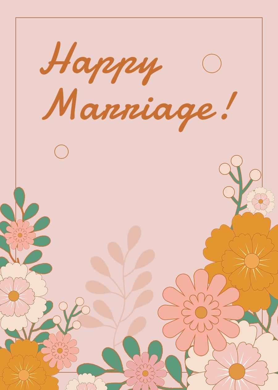 Hand Painted Flowers Illustration Wedding Card