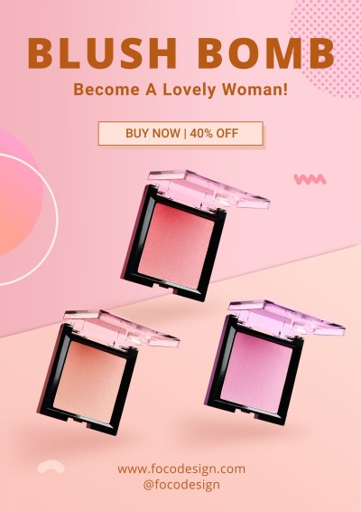 Blush Beauty Cosmetics Makeup Product Discount Promo Sale Advertising Flyer