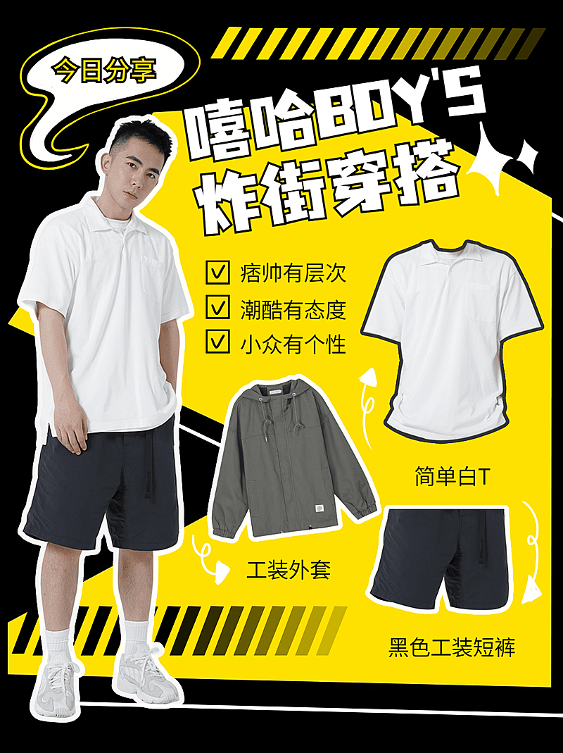 潮酷时尚男装穿搭小红书封面配图