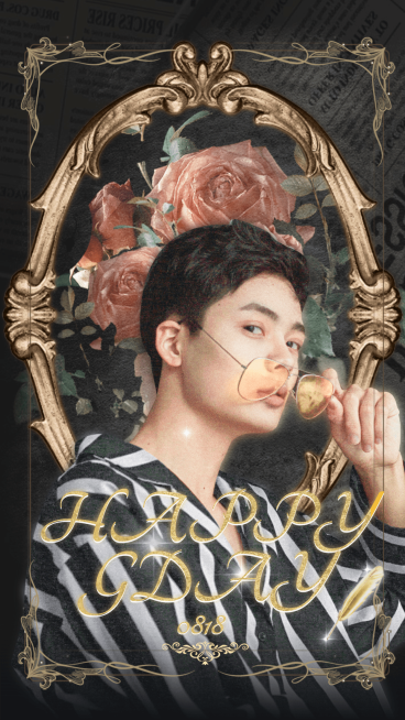 华丽复古风明星应援生日海报预览效果