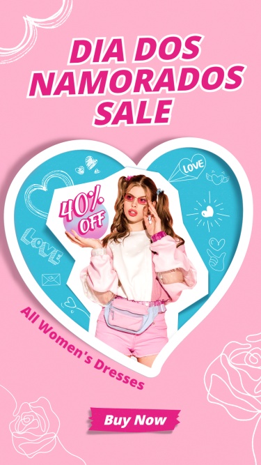 Brazil Valentine's Day Dia dos namorados Women's Fashion Discount Sale Promo Ecommerce Story