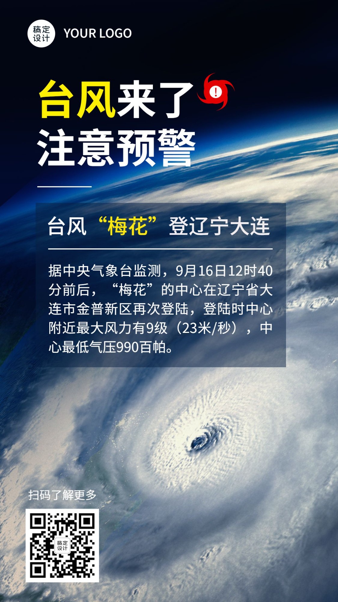 台风预警警报气象融媒体海报