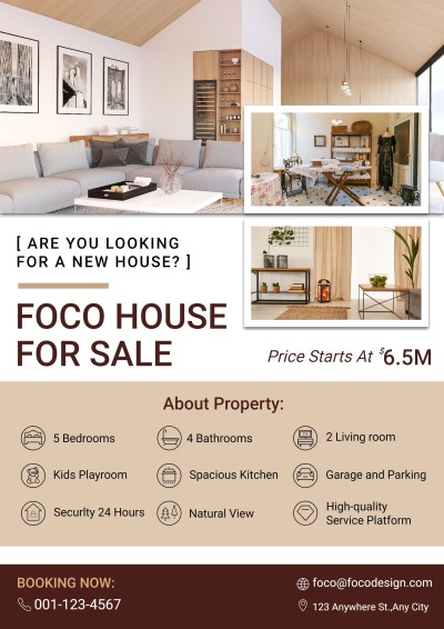 Simple Typesetting House Listing for Sale Real Estate Flyer