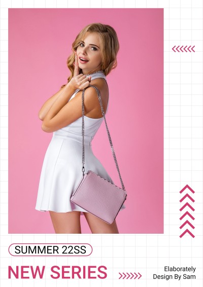 Grid Background Women's Bag New Arrival Advertising Poster