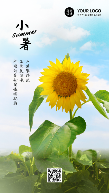 小暑节气祝福排版手机海报预览效果