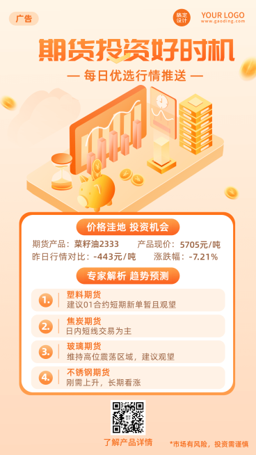金融保险期货投资产品营销介绍宣传2.5D海报预览效果