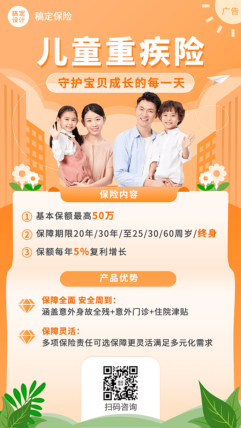 金融保险险种介绍产品营销创意手机海报