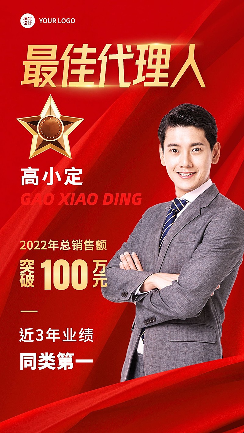 微商销售代理业绩表彰喜报贺报人物手机海报