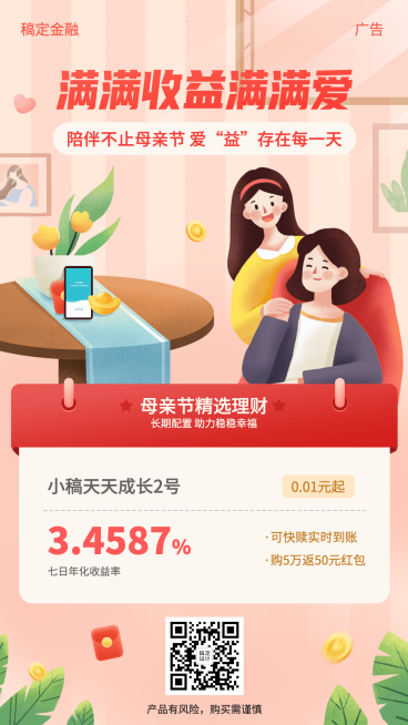 母亲节金融保险投资理财产品营销创意插画海报预览效果