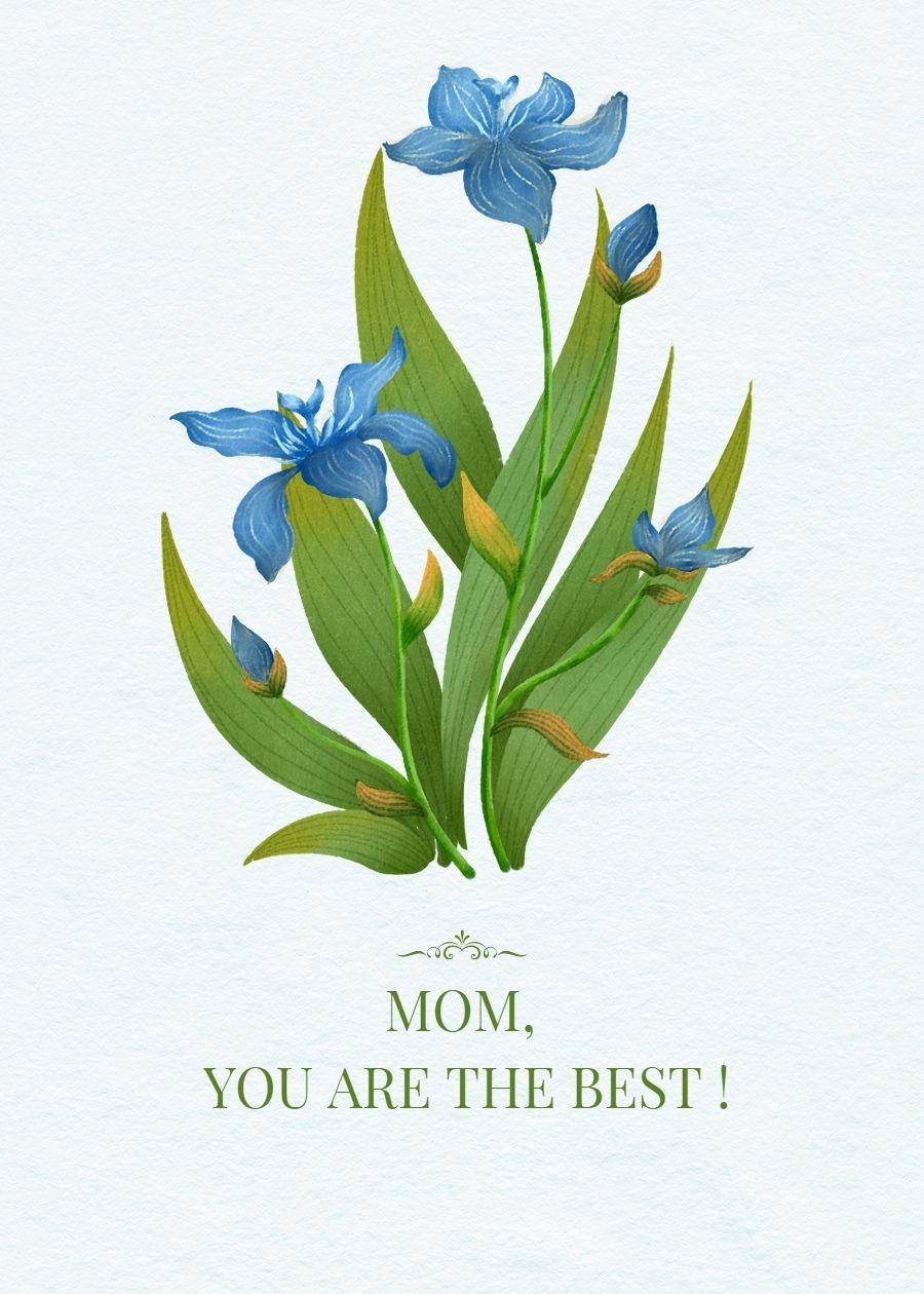 Minimalist Hand Painted Plants Pattern Thank Mother Card