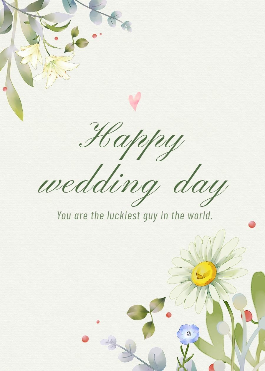 Literary Texture Background Watercolor Flowers Pattern Wedding Card