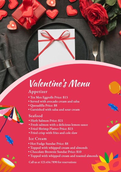Simple Gift Boxes Illustration Brazil Valentine's Day  Food Menu