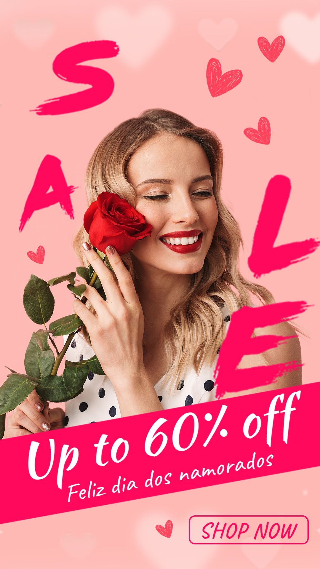 Pink Hearts Brazil Valentine's Day Dia dos namorados Women's Clothing Fashion Discount Sale Promo Ecommerce Story预览效果