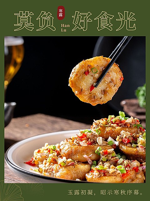节气寒露晒美食简约风plog模板