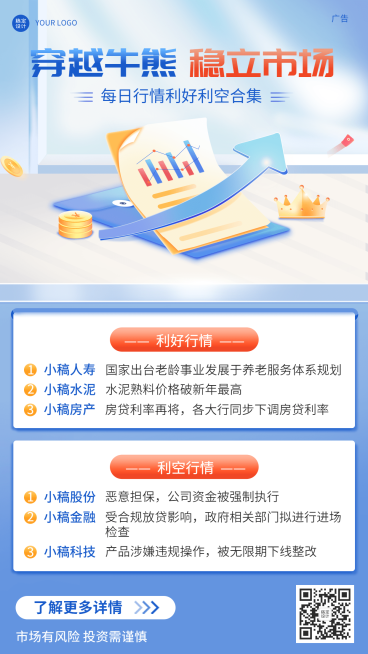 金融保险股市行情资讯2.5D插画海报预览效果
