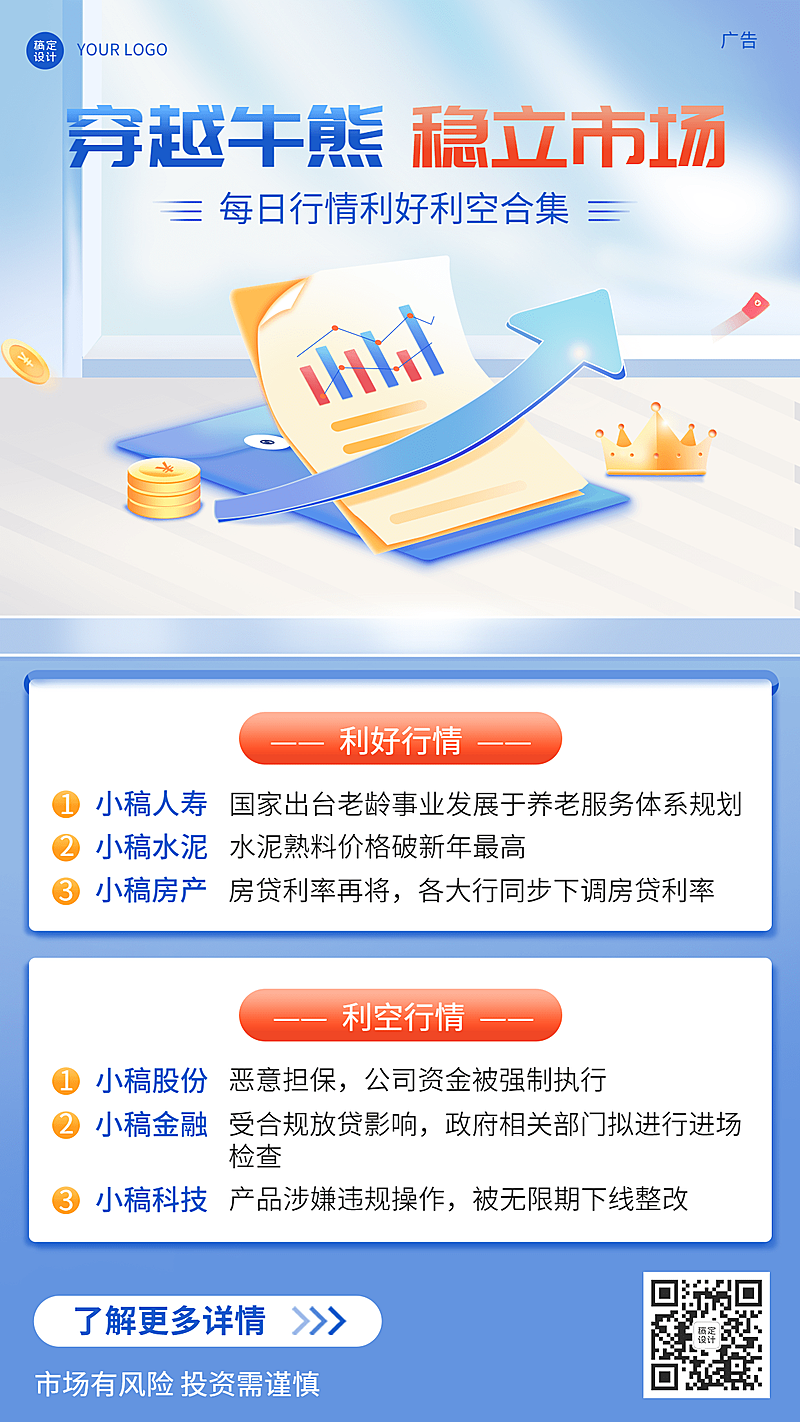 金融保险股市行情资讯2.5D插画海报