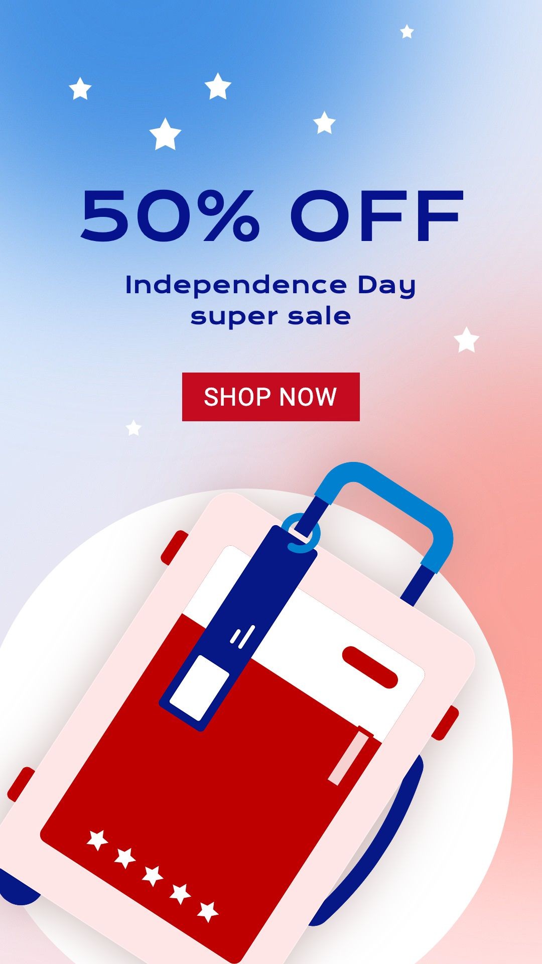 Vector Icon Independence Day Fourth Of July Travel Suitcase and Luggage Discount Sale Promotion Ecommerce Story预览效果