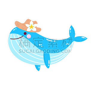 手绘-卡通风徽章贴纸-svg-鲸鱼