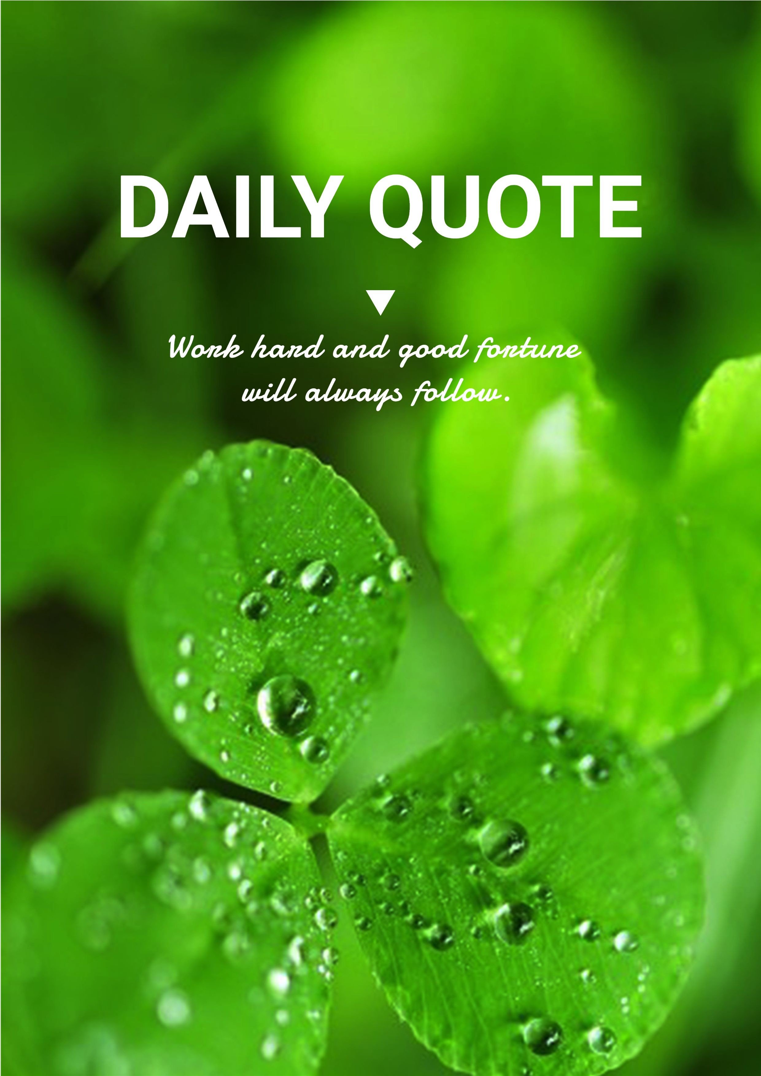 Minimal Nature Green Leaves With Dewdrop Motivational Inspirational Quotes Poster