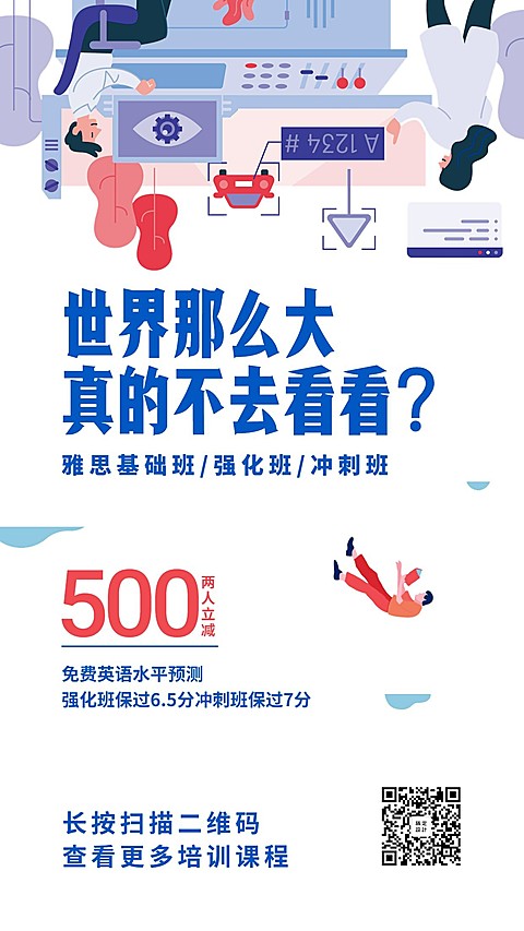 雅思培训班报名手机海报