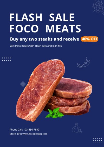 Simple Fresh Meat Steaks Flash Sale Poster