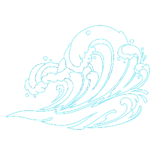 手绘-海浪线稿自然元素贴纸1