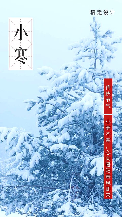 小寒节气祝福实景唯美竖版视频