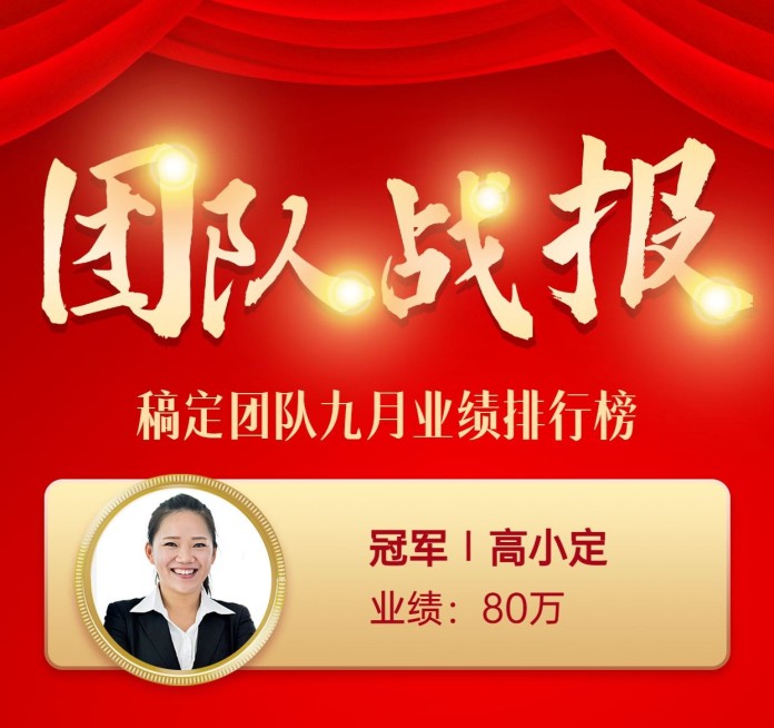 喜报排行榜团队业绩战报红金可延长预览效果