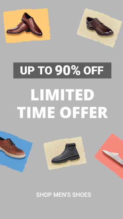 Men's Leather Shoes and Boots Fashion Sale Promo Ecommerce Story
