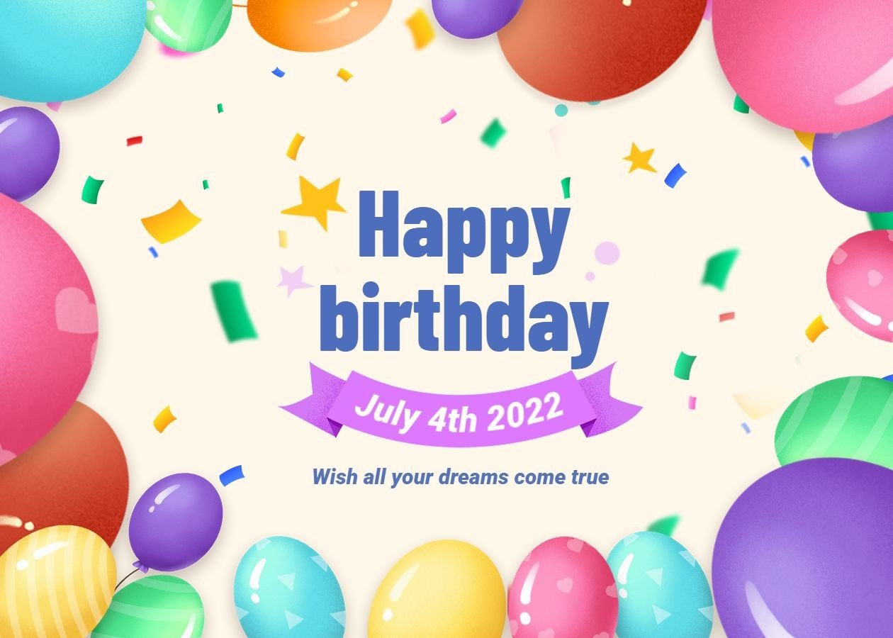 Cartoon Colorful Ballons Decorate Birthday Card