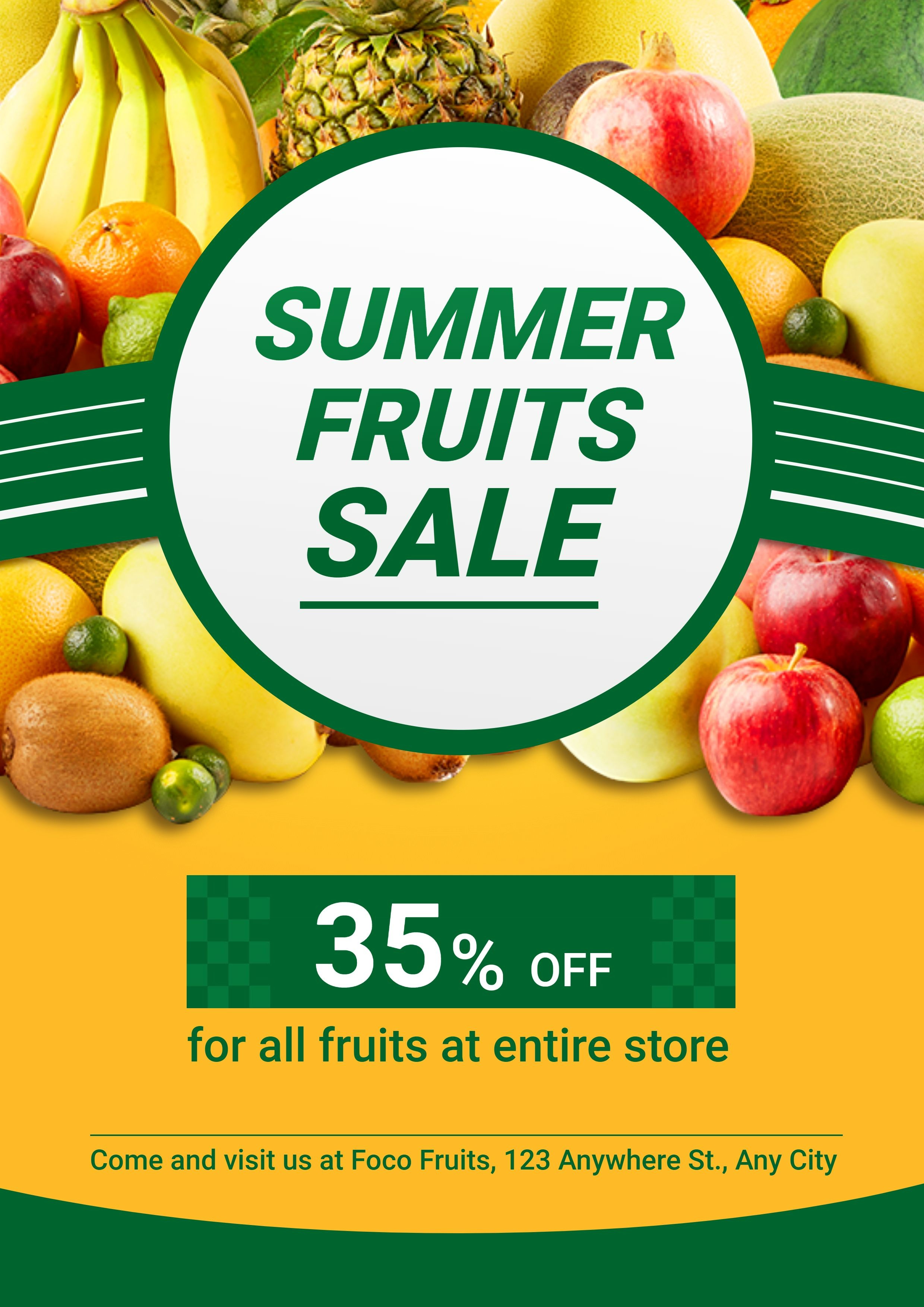 Fruits Sale Groceries Food Supplies Discount Promo Advertising Poster