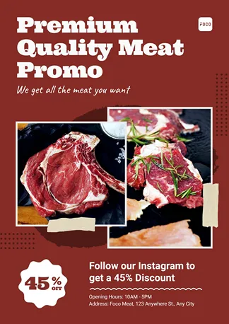 Butchery Steak and Meat Groceries Food Supplies Promo Advertising Poster