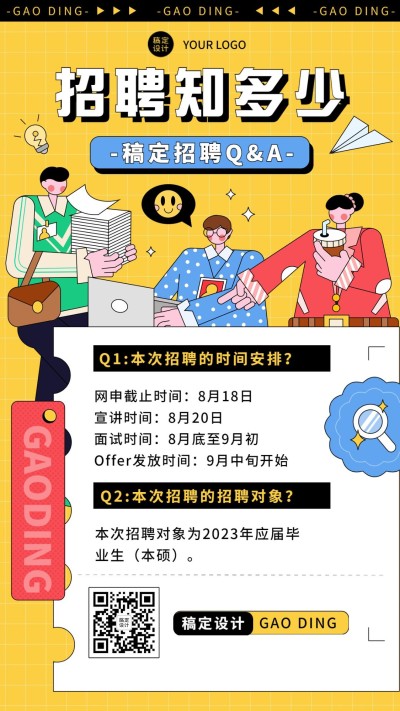 企业招聘问题知识问答Q&A手机海报
