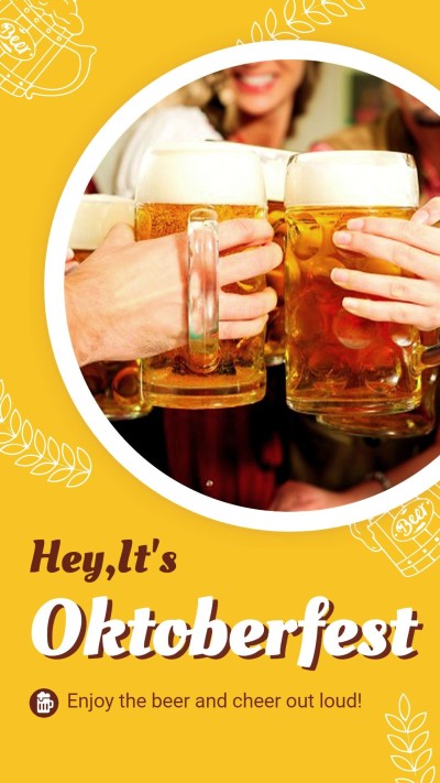 Simple Hand Painted Leaves Decorate Oktoberfest Beers Celebrate Scene Instagram Story