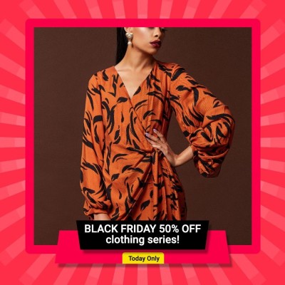 Red Color Block Element Black Friday Women's Wear Sale Ecommerce Product Image