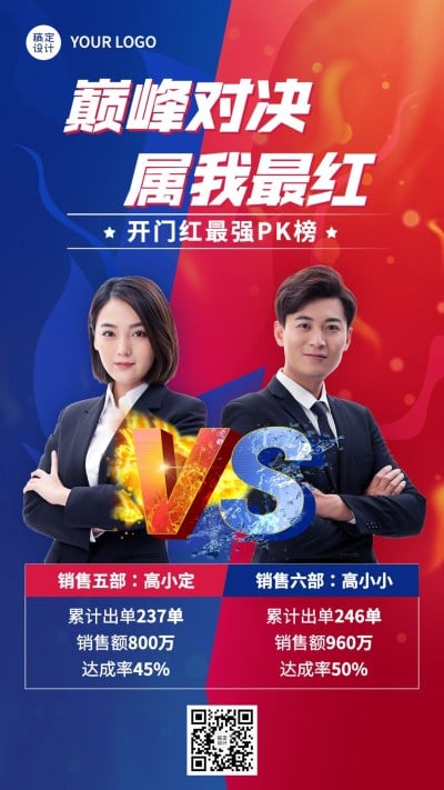 金融保险开门红业绩PK榜单人物激励风手机海报