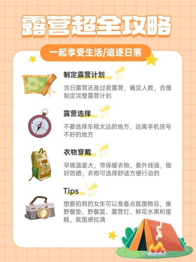 户外露营攻略科普小红书配图