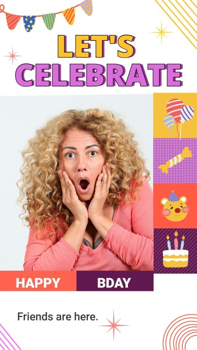 Cute Hand Painted Decorate Icons Celebrate Party Instagram Story
