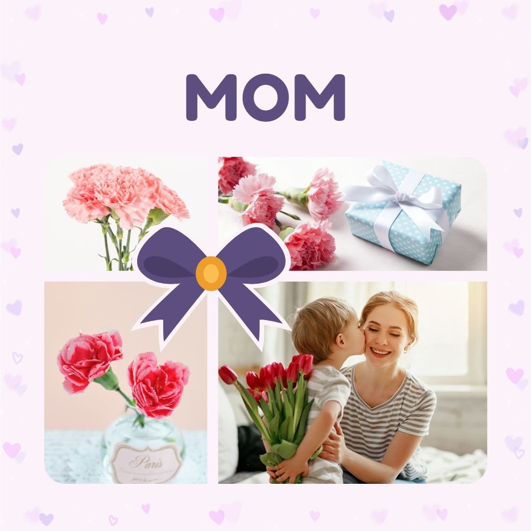 Simple Cartoon Bowknot Pattern Mother's Day Photos Upload Instagram Post