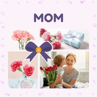 Simple Cartoon Bowknot Pattern Mother's Day Photos Upload Instagram Post
