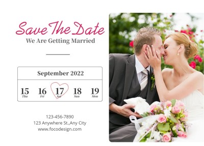 Simple Calendar Pattern Couple Wedding Card
