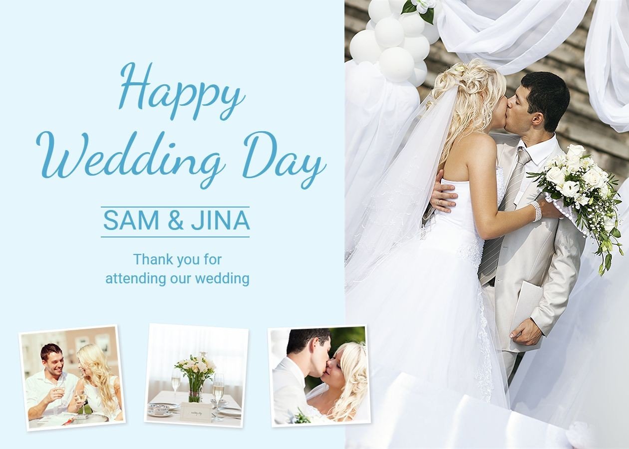 Simple Bouquet Couple Kiss Wedding Card