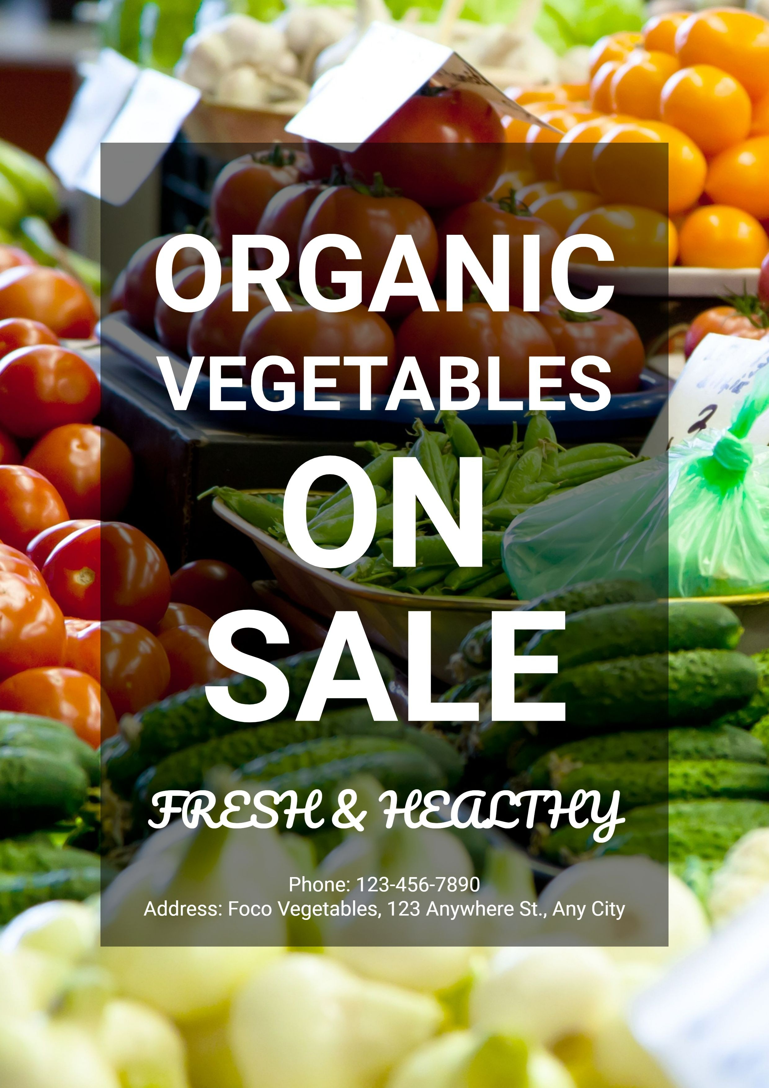 Organic Vegetables Groceries Food Sale Promo Advertising Poster