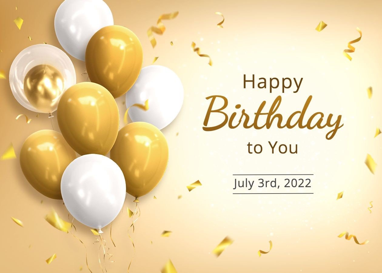 Luxury Gold Ballons Decorate Greeting Text Birthday Card