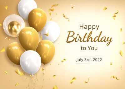Luxury Gold Ballons Decorate Greeting Text Birthday Card