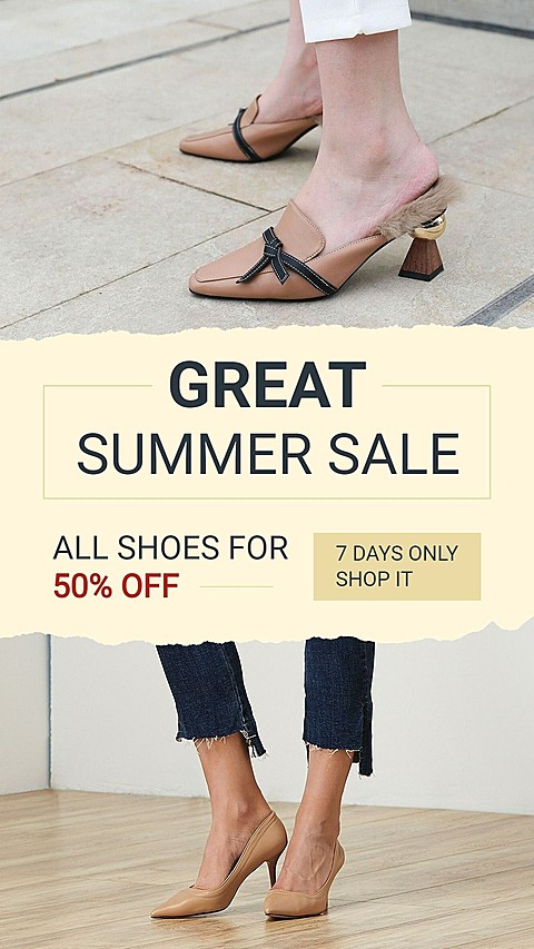 Paper Tear Women's Shoes Fashion Sale Promo Ecommerce Story