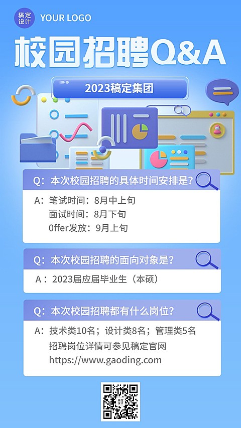 企业校园招聘问题知识问答Q&A手机海报