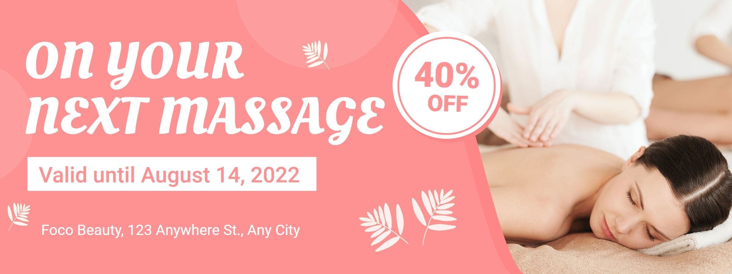 Simple Pink Circle Frame SPA Massage Promo Voucher Discount Coupon