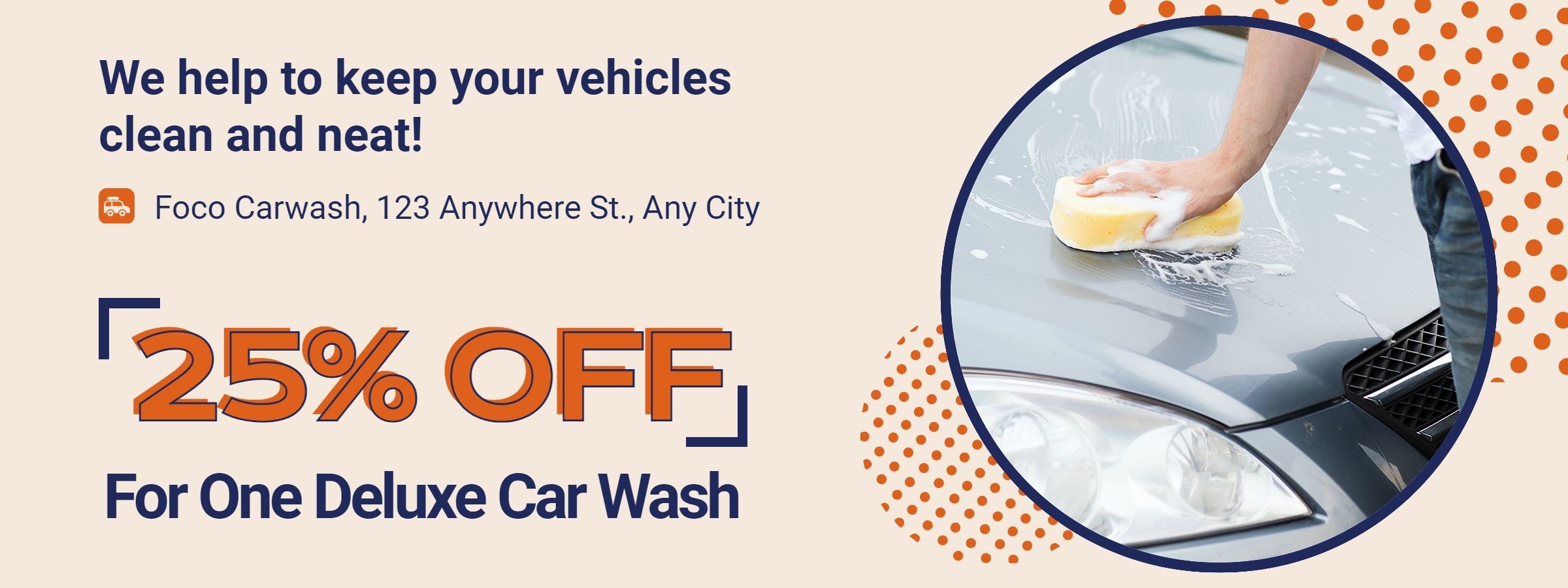 Retro Dots Element Car Wash Services Discount Coupon